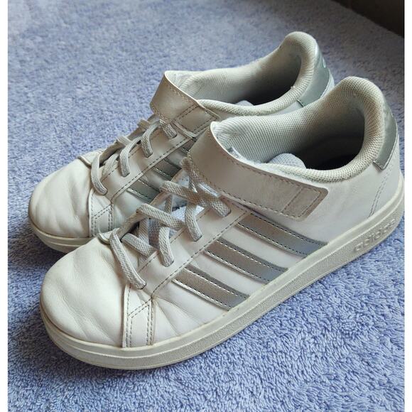 Adidas Grand Court 2.0 Shoes -White / Matte Silver - Kids - US Size 2.5 - Picture 6 of 16